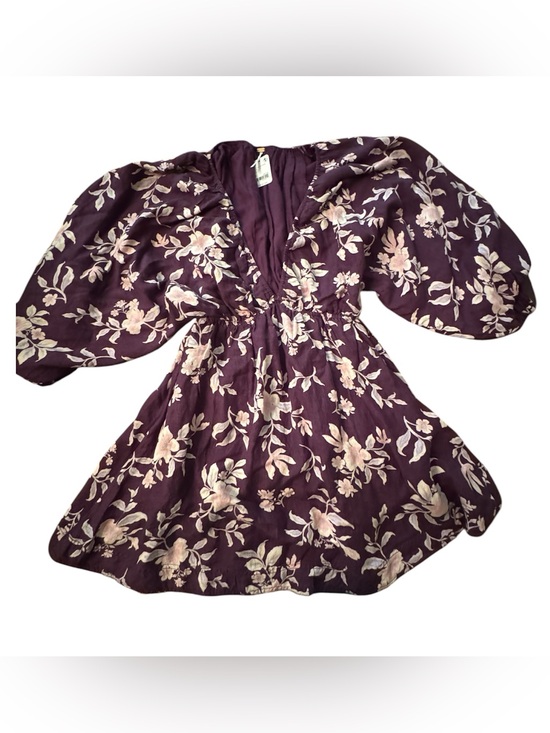 Free People Dresses & Skirts - Free People Floral Linen Blend Babydoll Mini Dress NWT XS Purple Boho